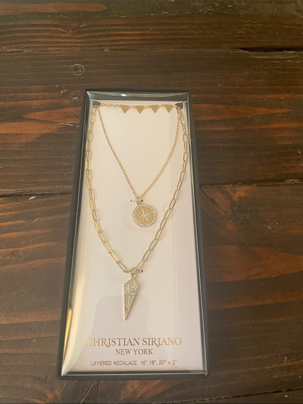 Christian Siriano Gold Layered Pendant Necklace with Pavé Spike D04 6675